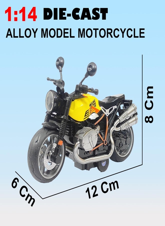 في جراسب دراجة نارية رياضية مصغرة من VGRASSP بمقياس 1:14، تعمل بنظام السحب للخلف، مصنوعة من المعدن المصبوب، مناسبة للأطفال - إطارات مطاطية، تصميم خارجي مفصل - الطول 12 سم × العرض 6 سم × الارتفاع 8 سم (اللون حسب المتوفر) (دراجة كروزر) - Image 3